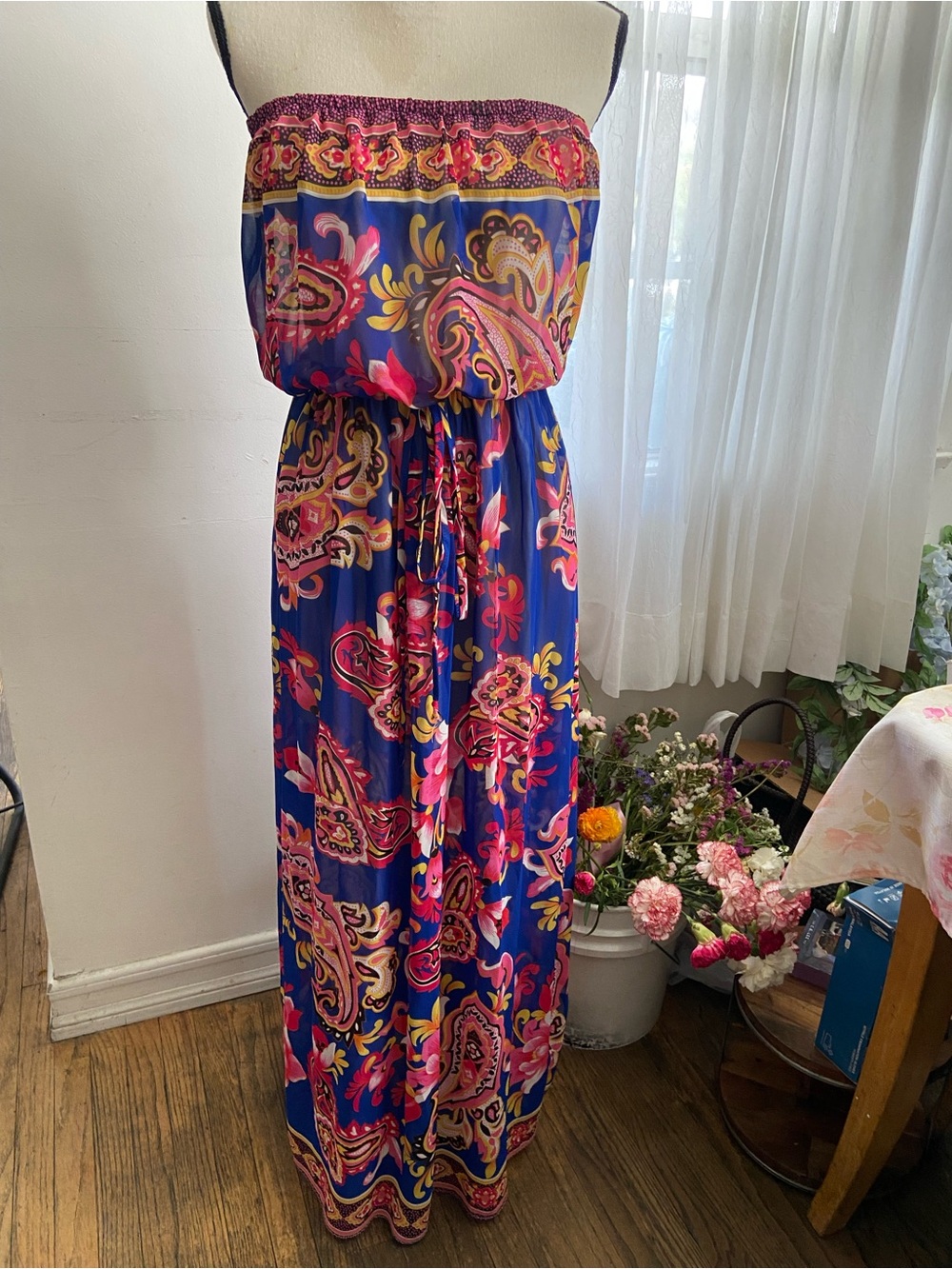 The Vintage Shop Pink and Blue Paisley Dress